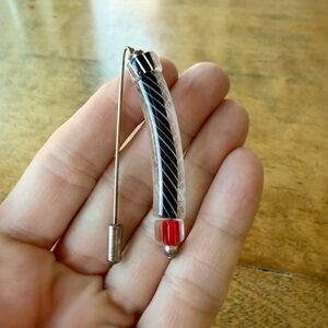 Vintage David Christiansen Cane Glass Art Pin, 925 Sterling Pin, unisex